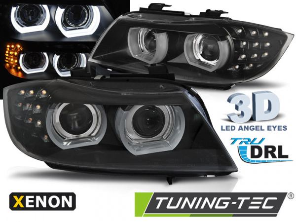 3D LED Tagfahrlicht Angel Eyes Scheinwerfer für BMW 3er E90/E91 LCI 09-11 schwarz